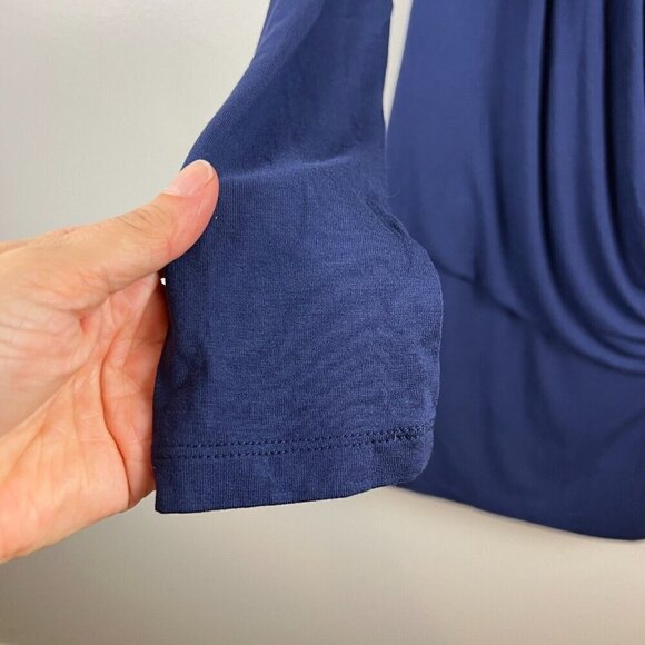 Ruby Ribbon Vivan Tunic Top Size Small Blue Faux Wrap Stretch Navy Blue Casual - Picture 6 of 9